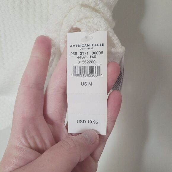 New American Eagle Waffle Cropped Tank in White Size Medium NWT - Picture 3 of 6